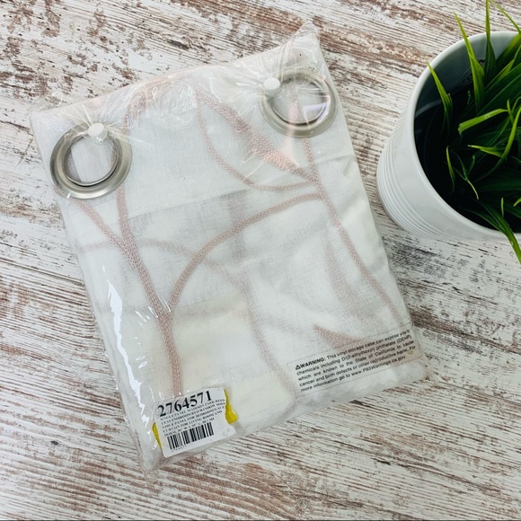 MADISON PARK Reed Leaf Embroidered Window Sheer Voile Panel Blush 50 x 95 NEW - Picture 3 of 6